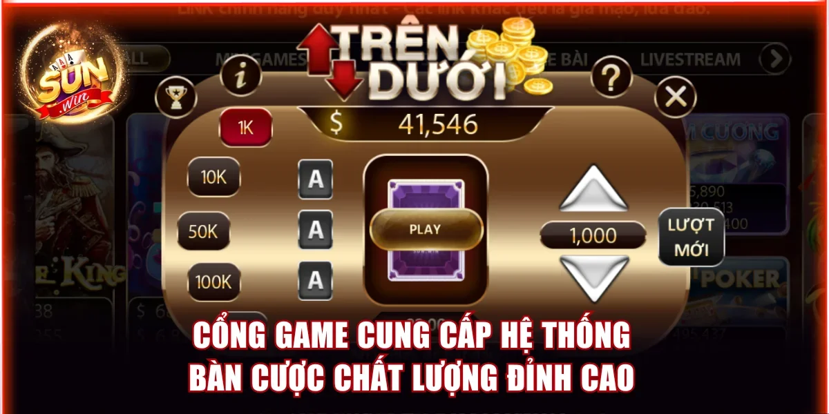 Trên Dưới Sunwin - Bộ Luật Chơi Cực Dễ Hiểu Cho Người Mới 4 Cổng game cung cấp hệ thống bàn cược chất lượng đỉnh cao
